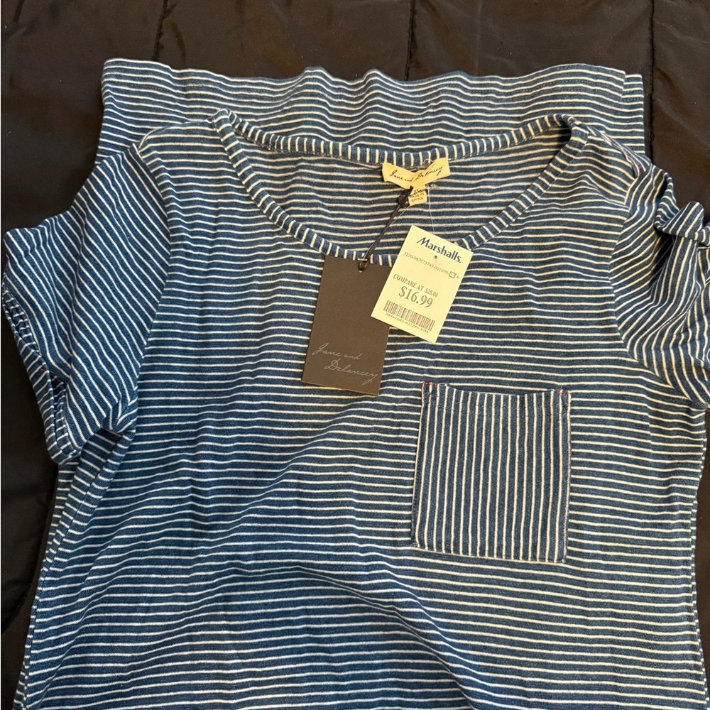 Striped Navy and White T-Shirt Dress